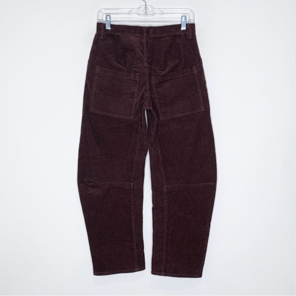 NEW Nili Lotan Shon Corduroy Pant (Sz 00) Curved Barrel Leg Cotton Merlot Brown - Picture 7 of 12